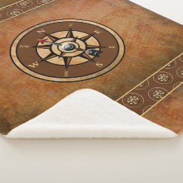 Bruin nautisch kompas patroon sherpa deken