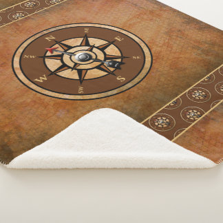 Bruin nautisch kompas patroon sherpa deken