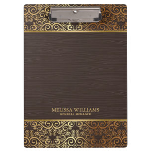 Bruin nephout met gouden wervelingen rand klembord