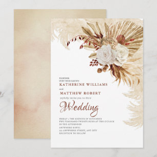 Bruin Neutraal Grijs Bloemen Boho Kaart