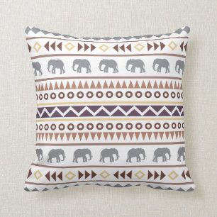 Bruin Neutrals Tribal Elephant Kussen