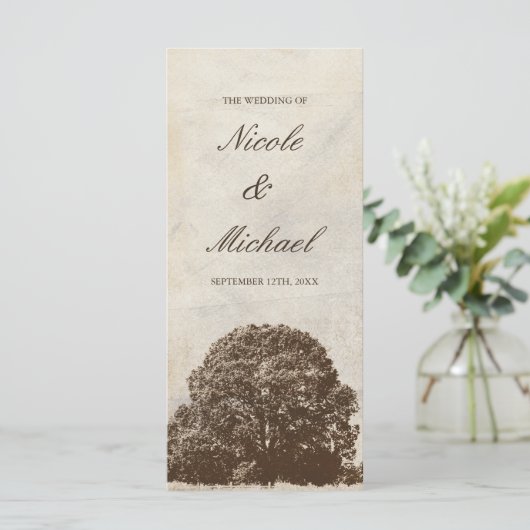  Bruin Oak Tree Fall Wedding Programma (Staand voorkant)