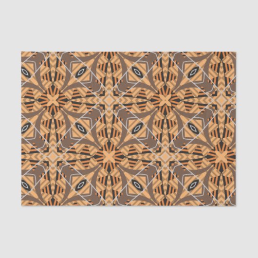 Bruin Ochre Tribal Etnic Boho Mosaic Pattern Tissuepapier (Voorkant)