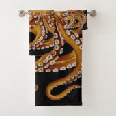 Bruin Octopus Blue Eye Black Art Bad Handdoek (Insitu)
