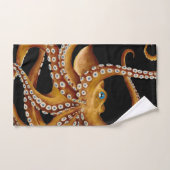 Bruin Octopus Blue Eye Black Art Bad Handdoek (Handdoek)
