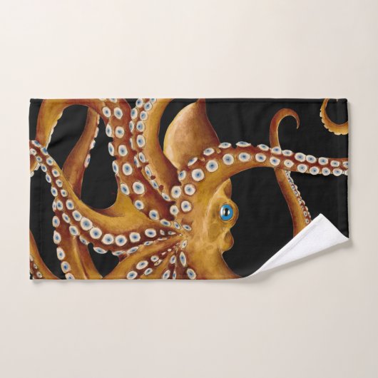 Bruin Octopus Blue Eye Black Art Bad Handdoek (Handdoek)