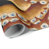 Bruin Octopus Blue Eye Black Art Cadeaupapier (Rol Hoek)