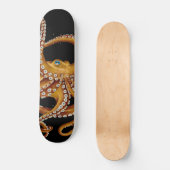 Bruin Octopus Blue Eye Black Art Skateboard (Voorkant)