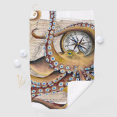 Bruin octopus Map Compass Golfhanddoek (Insitu)