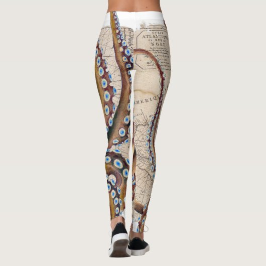 Bruin octopus  Map Compass Leggings (Achterkant)