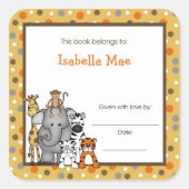 Bruin Oerwoud Dieren Boek Bord Bookplaat label (Voorkant)