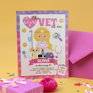 Bruin Ogen Blond Meisje Vet Verjaardagsfeestje Kaart