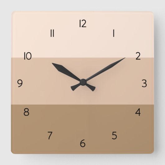 Bruin Ombre Striped Square Wall klok (Voorkant)