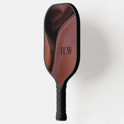 Bruin onzipped faux leder gepersonaliseerd pickleball paddle (Links)