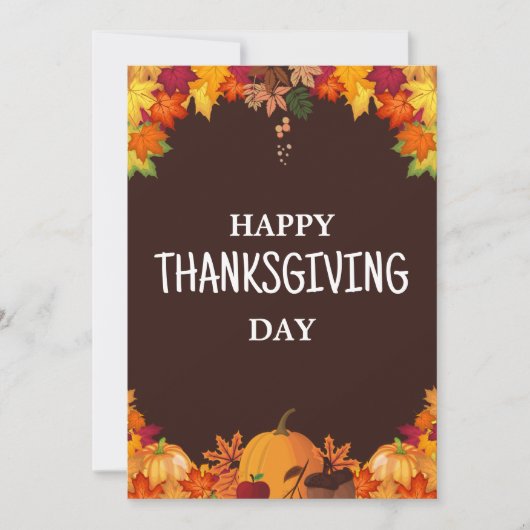 Bruin & Oranje Eenvoudige Gelukkige Thanksgivingda Kaart (Voorkant)