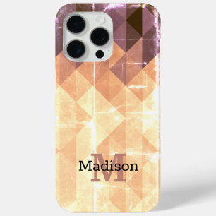  bruin oranje geometrisch patroon Monogram iPhone 15 Pro Max Hoesje