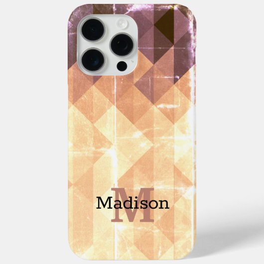  bruin oranje geometrisch patroon Monogram Case-Mate iPhone Case (Achterkant)