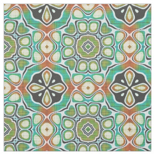Bruin Oranje Lime Green Hip  Art Motif Stof