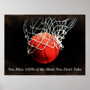 Bruin Oranje Motivatie Citaat Basketball Poster