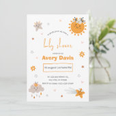 Bruin & Oranje Sky Baby shower Kaart (Staand voorkant)