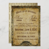  Bruin oud papier huwelijksuitnodiging Kaart (Voorkant / Achterkant)