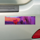 Bruin paard en rood hart bumpersticker (Op auto)