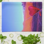 Bruin paard en rood hart theedoek (Gevouwen)