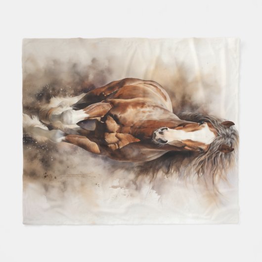 Bruin Paard Galloping Fleece Deken (Voorkant (Horizontaal))