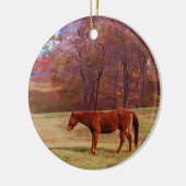 Bruin paard in een grasveld keramisch ornament (Links)