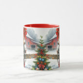 Bruin Paard in Rode Boog Kerst Mok (Midden)