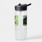  bruin paard lekt in gras waterfles (Links)