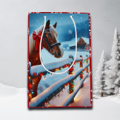 Bruin Paard met Boog Kerst Gepersonaliseerd Medium Cadeauzakje
