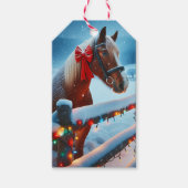  Bruin Paard met Boog Kerst van en naar Cadeaulabel (Voorkant)