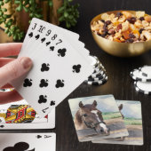Bruin paard met brigadedek van speelkaarten (Insitu)