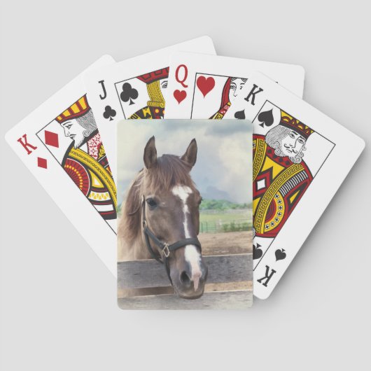 Bruin paard met brigadedek van speelkaarten (Achterkant)