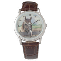 Bruin paard met Halter