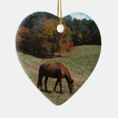 Bruin paard met herfst keramisch ornament (Rechts)