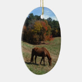 Bruin paard met herfst keramisch ornament (Rechts)