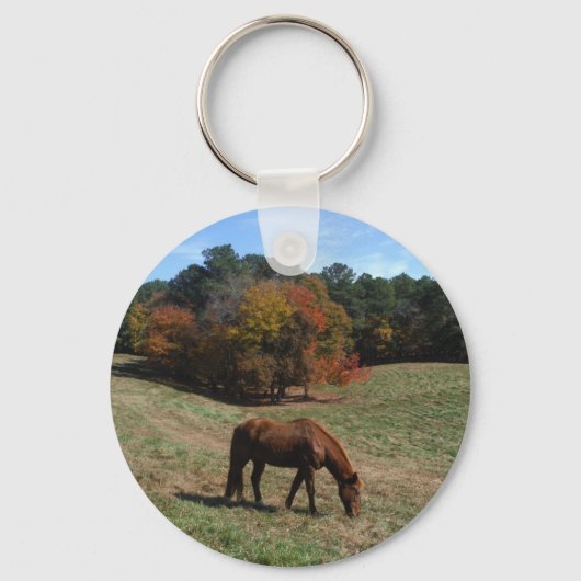 Bruin paard met herfst sleutelhanger (Voorkant)