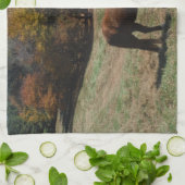 Bruin paard met herfst theedoek (Gevouwen)