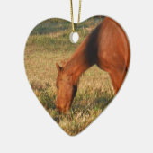 Bruin paard met pijnbomen keramisch ornament (Links)