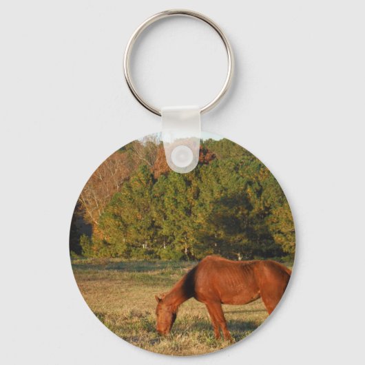 Bruin paard met pijnbomen sleutelhanger (Voorkant)