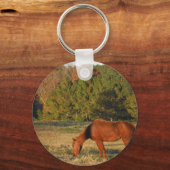 Bruin paard met pijnbomen sleutelhanger (Voorkant)
