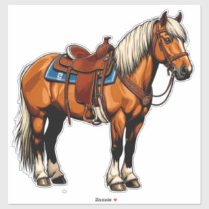 Bruin Paard Met Zadel Sticker