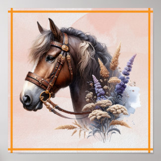 Bruin paard poster