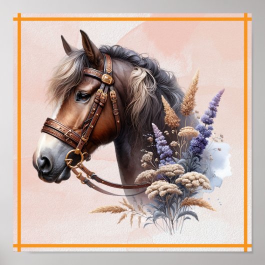 Bruin paard poster (Voorkant)