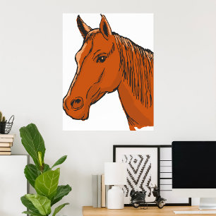 Bruin paard poster