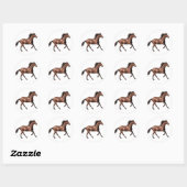 Bruin paard ronde sticker (Vel)