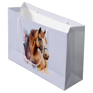 Bruin Paardenhoofd Portret in Aquarel Groot Cadeauzakje