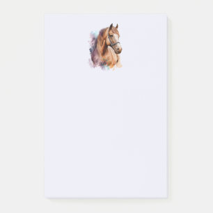 Bruin paardenhoofd portret in waterverf post-it® notes